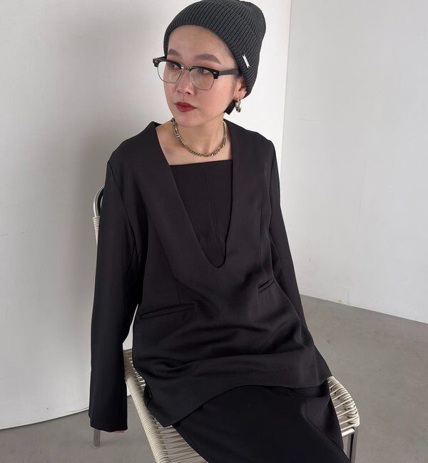  「【tani企画】深Vネックジャケットプルオーバー」|その他|ブラック