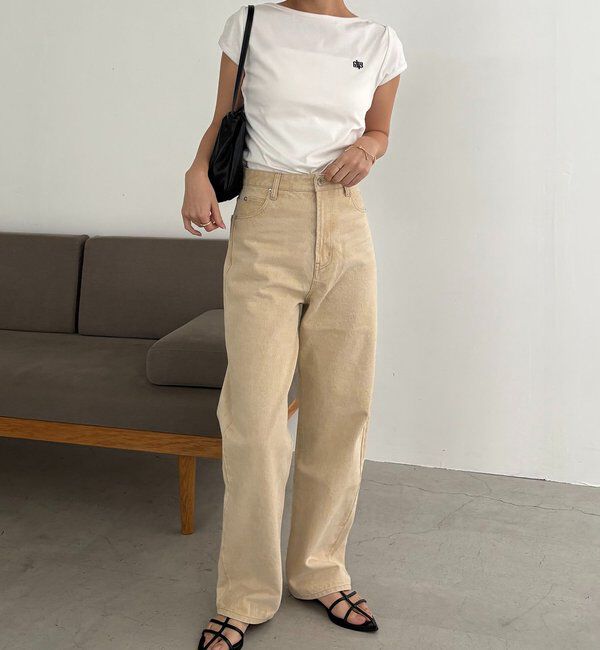  「【Tシャツが苦手な方にも◎】1ポイントボートネックTシャツ」|Tシャツ・カットソー|