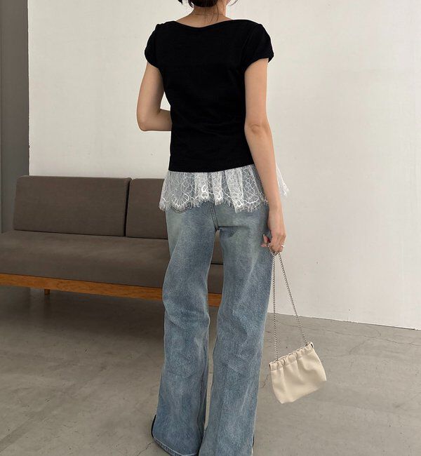  「【Tシャツが苦手な方にも◎】1ポイントボートネックTシャツ」|Tシャツ・カットソー|