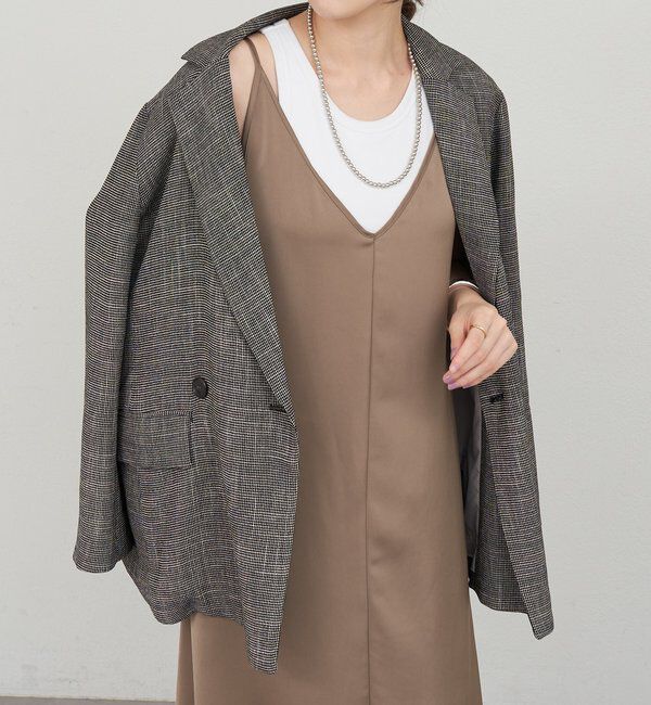  「《サイズ展開》Vネックサテンキャミワンピース」|ワンピース|