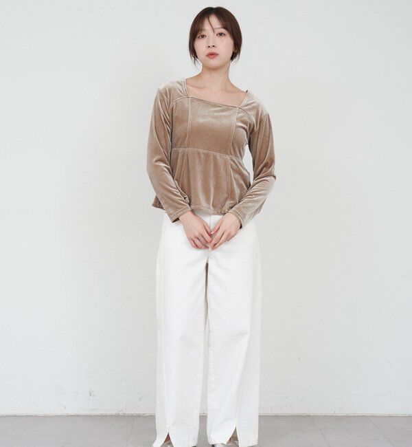  「ベロアペプラムプルオーバー」|Tシャツ・カットソー|