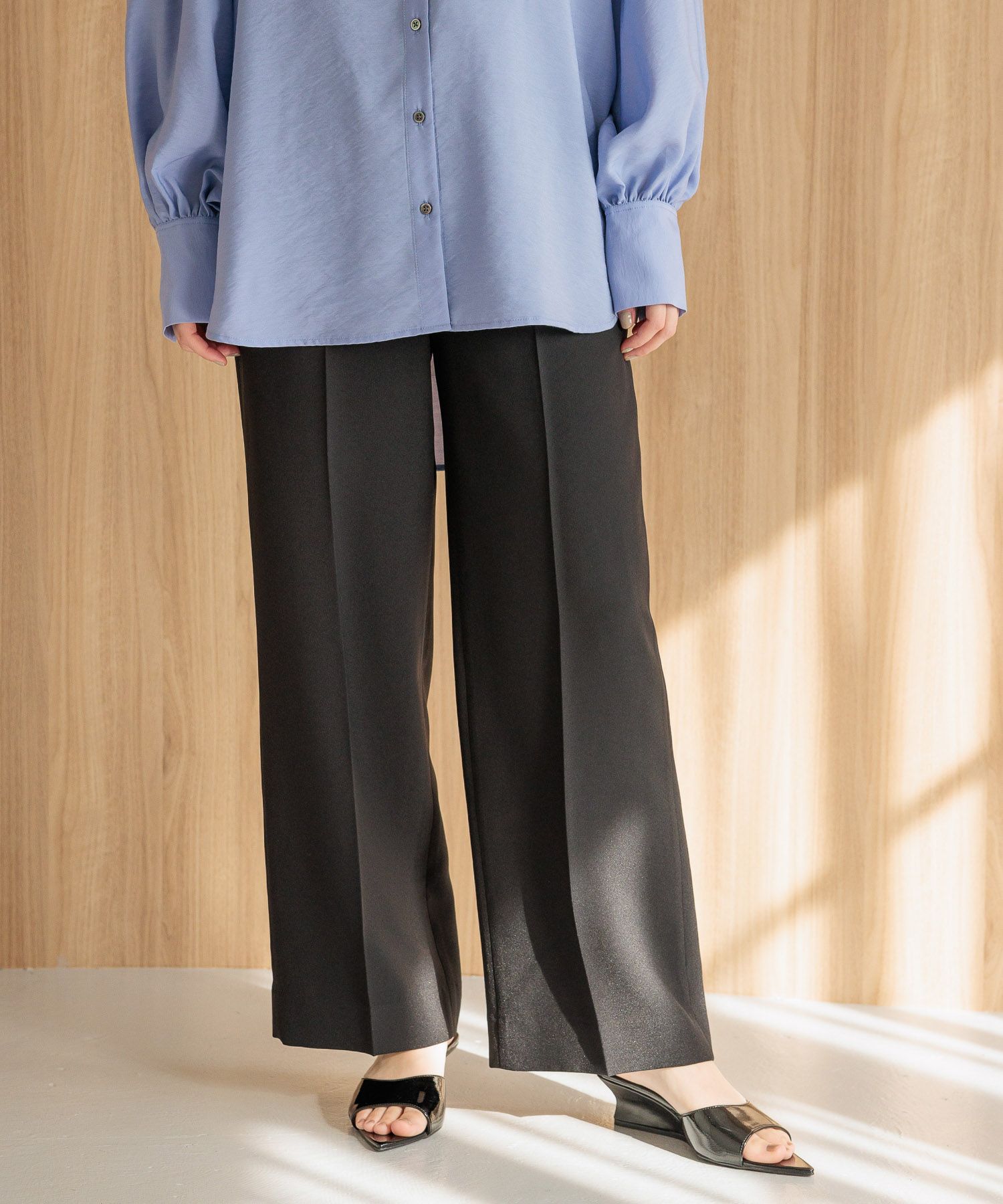 A part by 「リネンライクストレートパンツ」|スラックス|ブラック