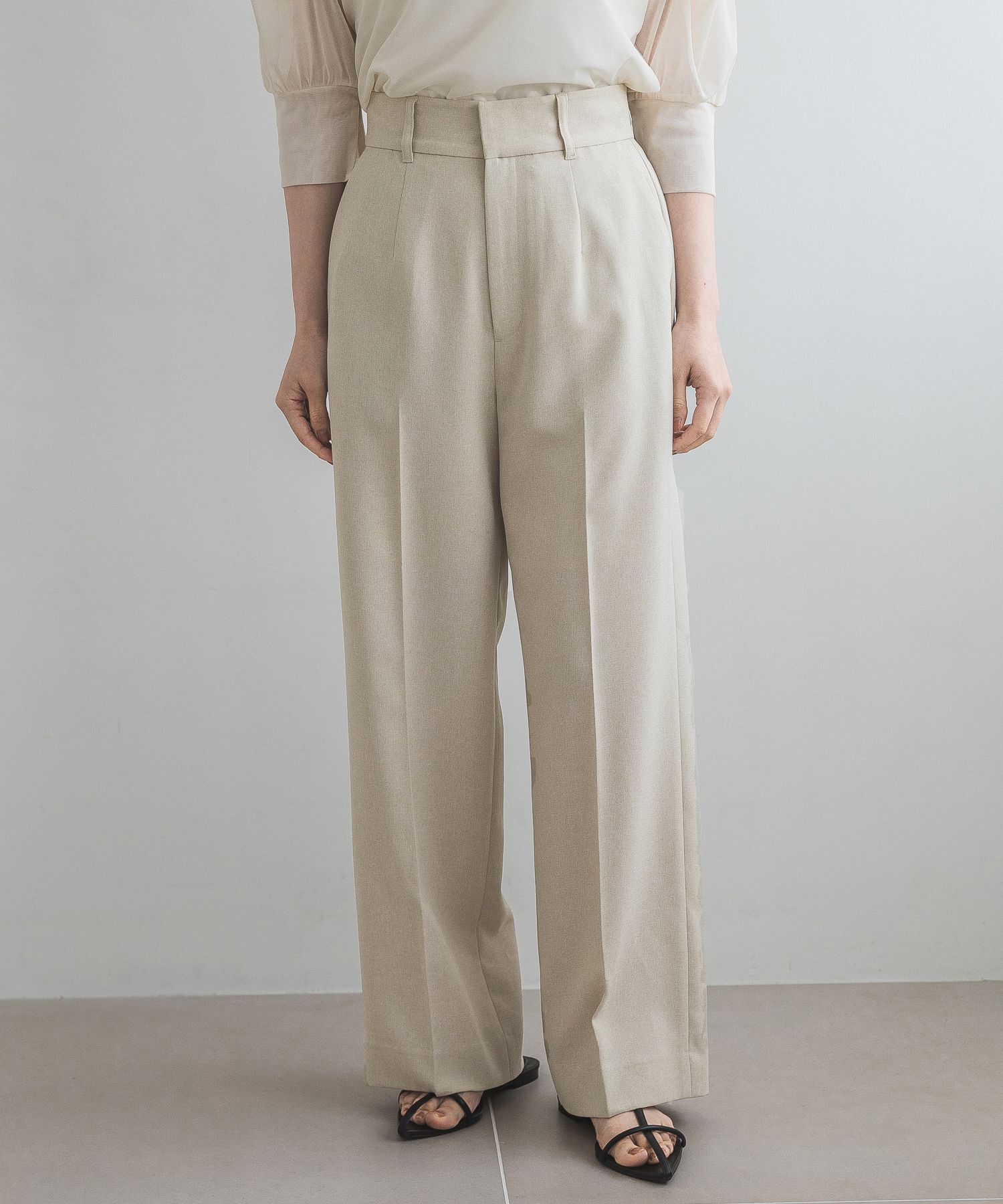 A part by 「リネンライクストレートパンツ」|スラックス|ベージュ