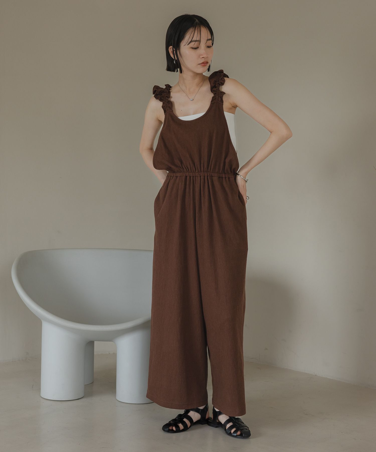 LOWRYS FARM「フリルサロペット」|オールインワン|BRN8