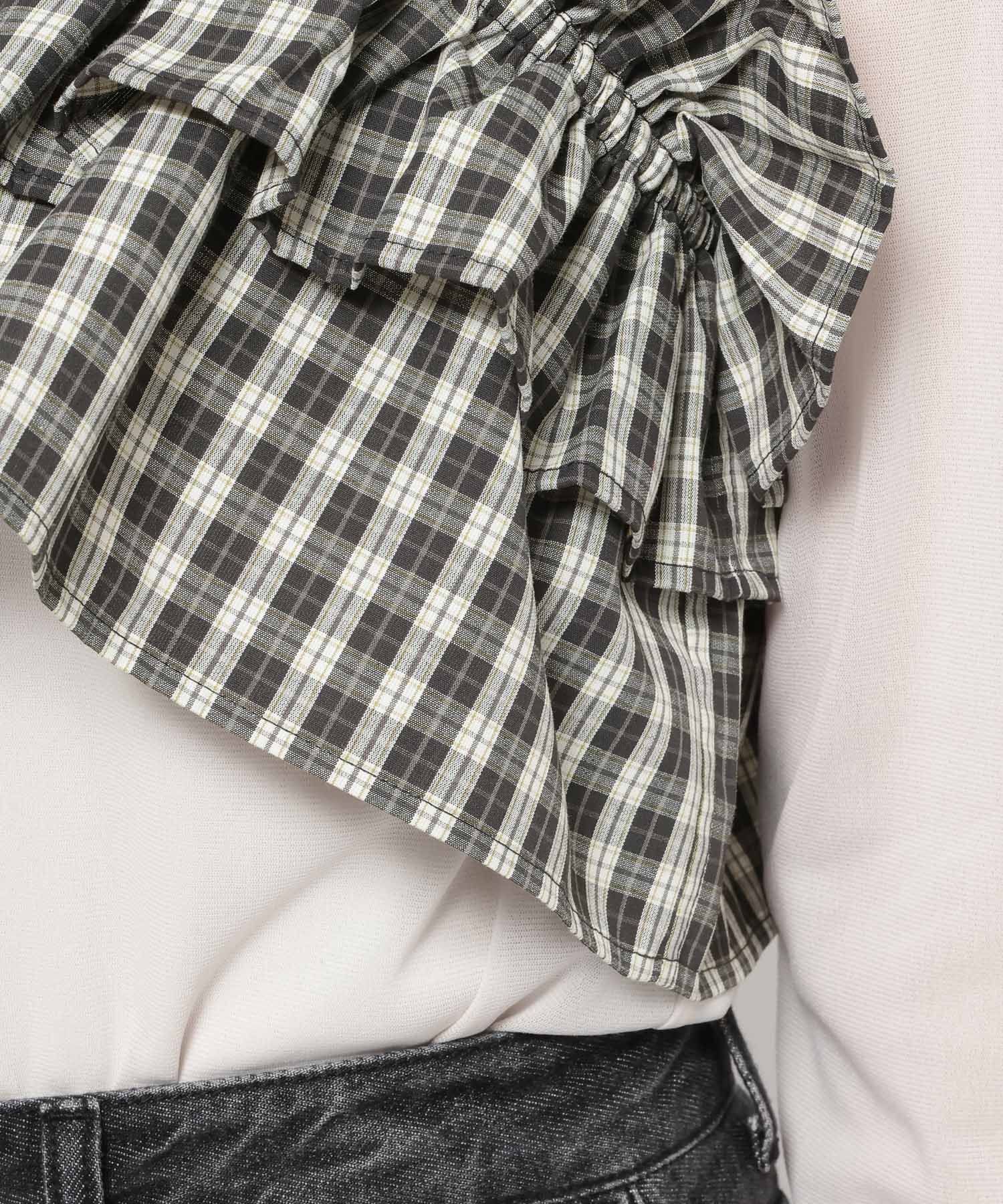 LOWRYS FARM「チェックフリルビスチェ」|シャツ・ブラウス|