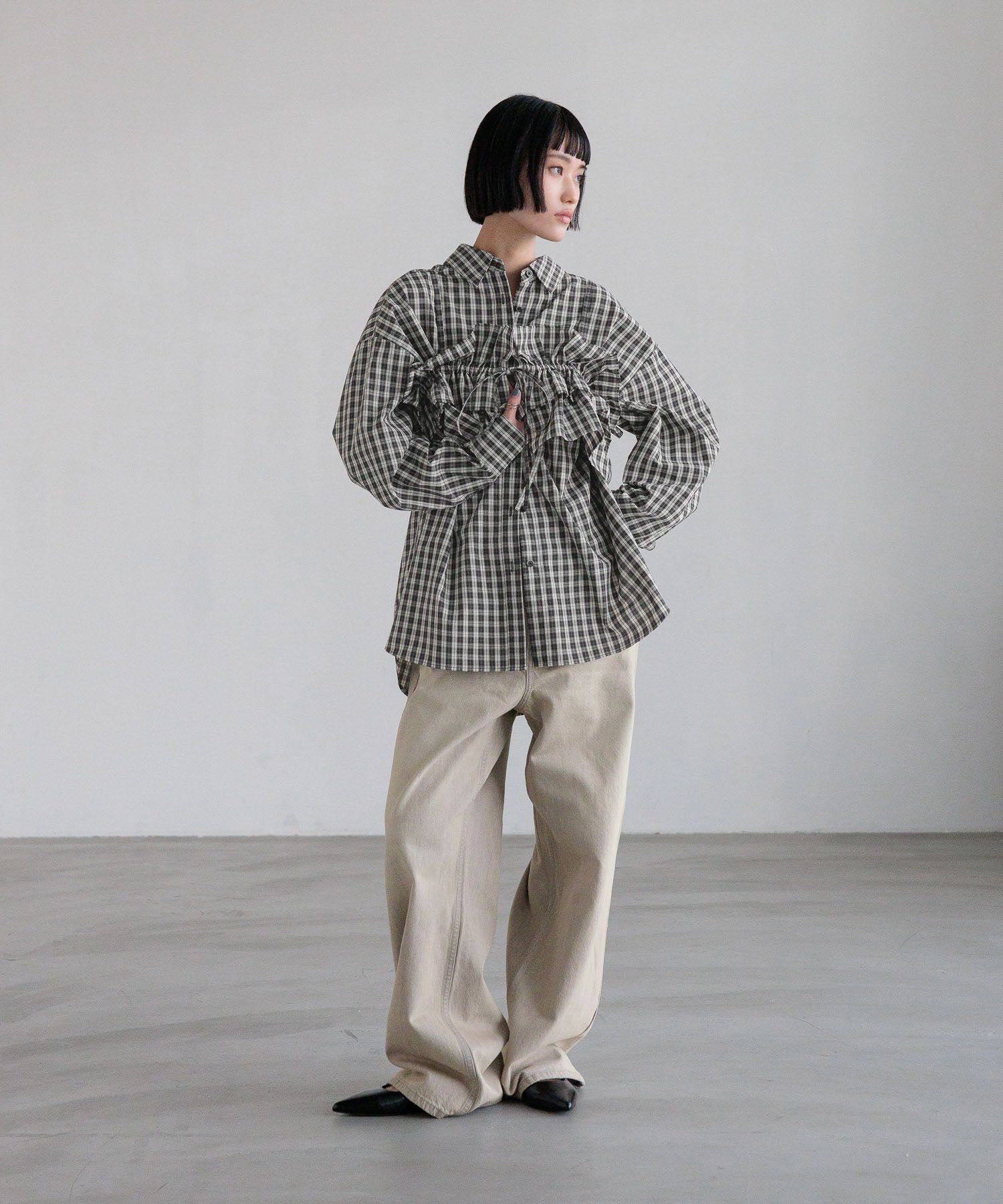 LOWRYS FARM「チェックフリルビスチェ」|シャツ・ブラウス|