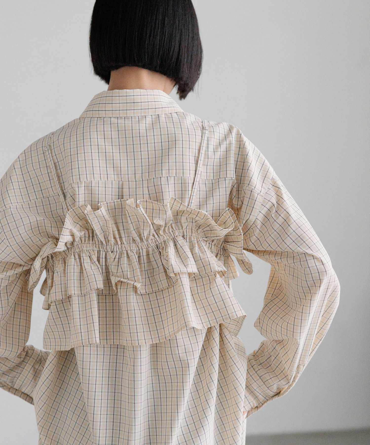 LOWRYS FARM「チェックフリルビスチェ」|シャツ・ブラウス|