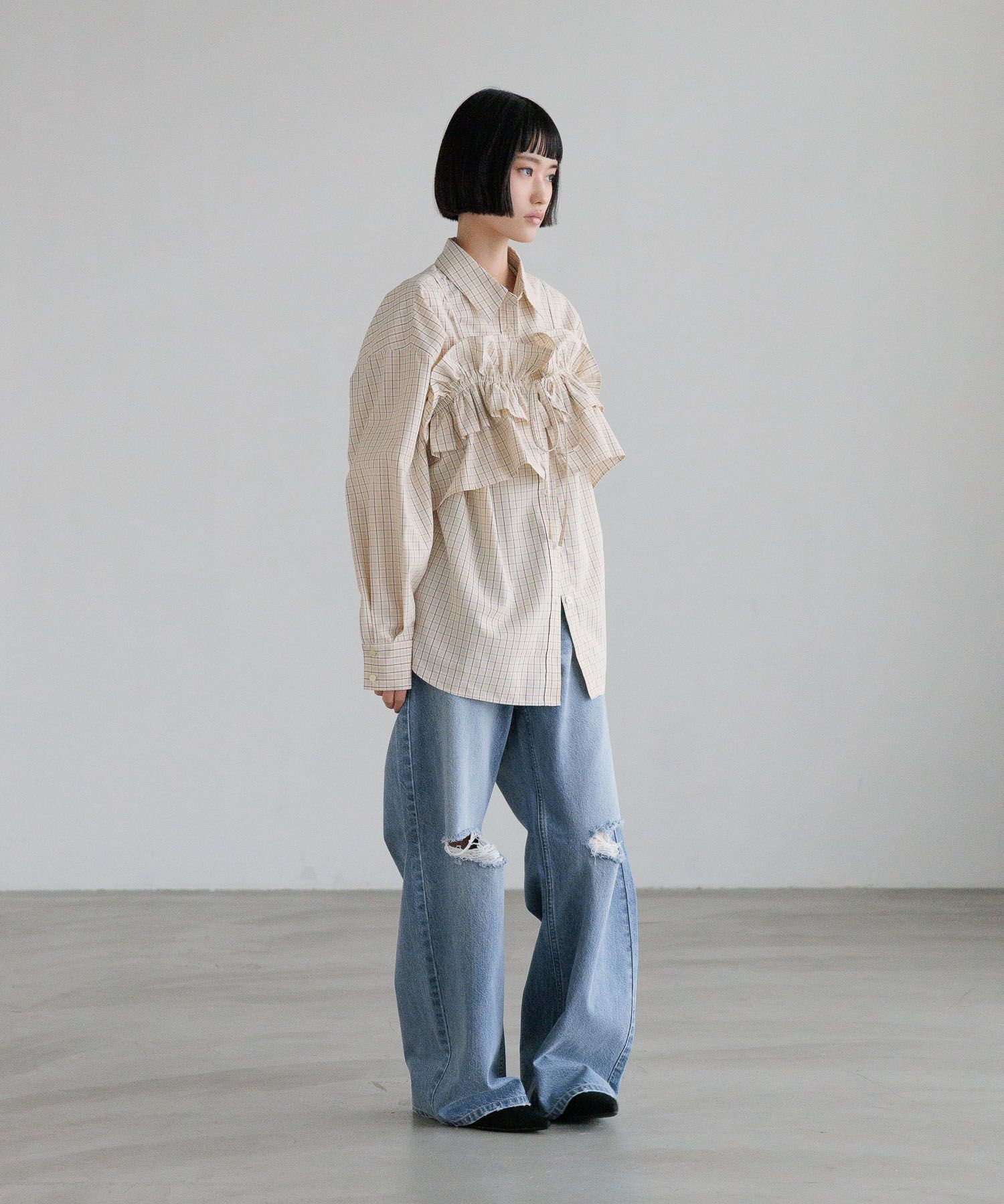 LOWRYS FARM「チェックフリルビスチェ」|シャツ・ブラウス|