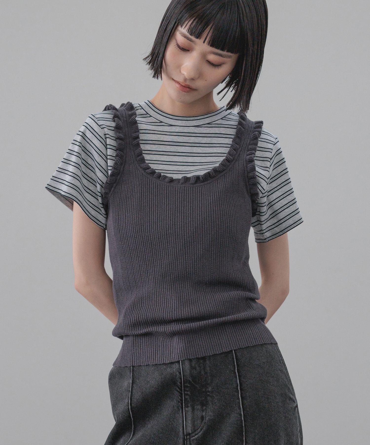 LOWRYS FARM「フリルニットタンク」|ニット・セーター|