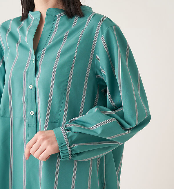 collex「＜手洗い可能＞ ストライプスタンドカラーシャツ」|シャツ・ブラウス|