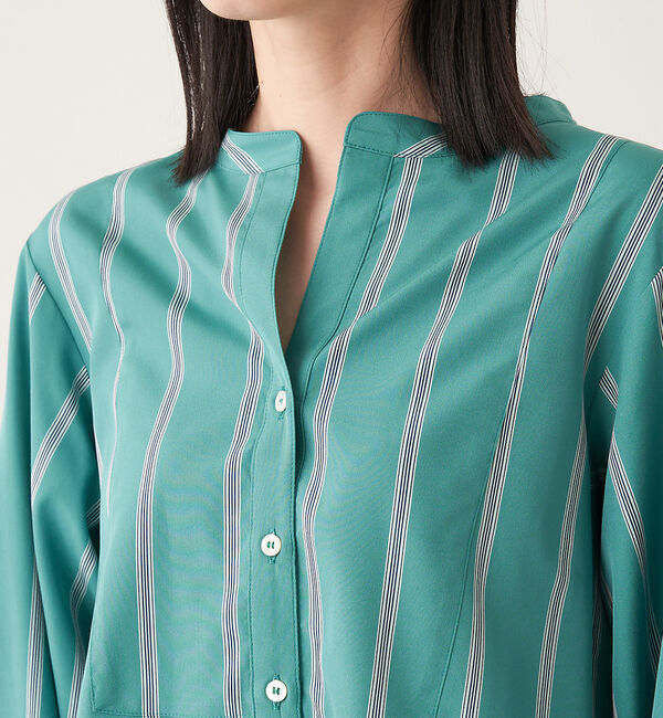 collex「＜手洗い可能＞ ストライプスタンドカラーシャツ」|シャツ・ブラウス|