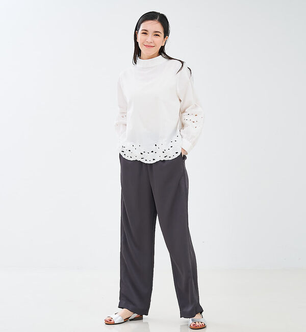 collex「レース切替スタインドカラーブラウス」|シャツ・ブラウス|
