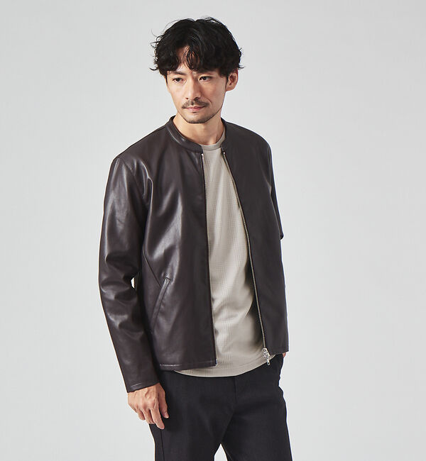 ABAHOUSE「【定番】ネオレザー シングル ライダース」|ライダースジャケット|