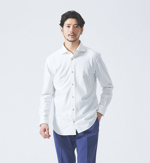 ABAHOUSE「【FLEX SHIRTS】36ゲージ コットン モクロディ シャツ」|シャツ・ブラウス|ホワイト