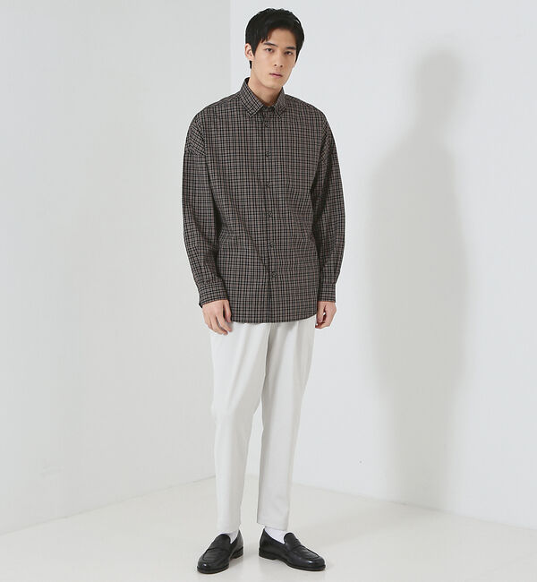 ABAHOUSE「【ミニチェック】スーピマ タイプライター ボタンダウンシャツ」|シャツ・ブラウス|