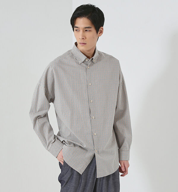ABAHOUSE「【ミニチェック】スーピマ タイプライター ボタンダウンシャツ」|シャツ・ブラウス|