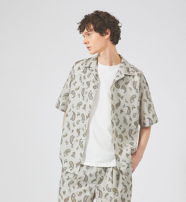 ABAHOUSE「【セットアップ対応】LONGCHAMP 2WAY オープンカラー 半袖 シャツ」|シャツ・ブラウス|ベージュ