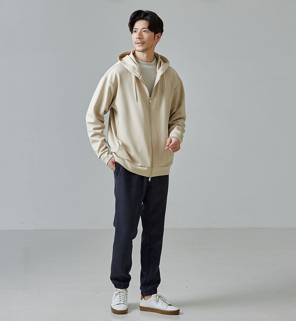 ABAHOUSE「【インバーテッドプリーツ】ジップパーカー / ダンボールニット」|パーカー|