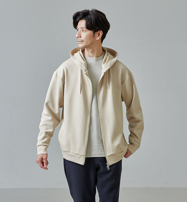 ABAHOUSE「【インバーテッドプリーツ】ジップパーカー / ダンボールニット」|パーカー|