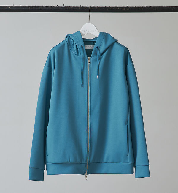 ABAHOUSE「【インバーテッドプリーツ】ジップパーカー / ダンボールニット」|パーカー|ライトブルー