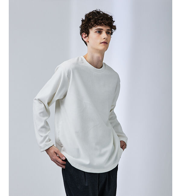 ABAHOUSE「【ベロア&times;コール】リラックス カットソー / スウェット」|Tシャツ・カットソー|ホワイト