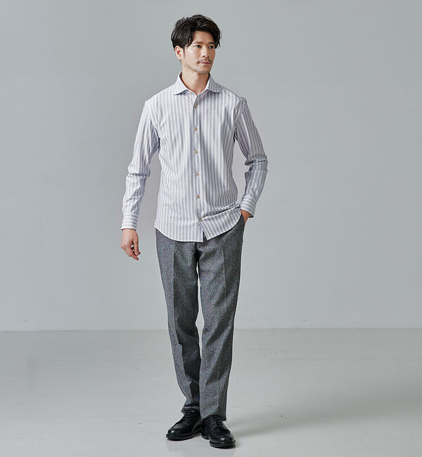 ABAHOUSE「【FLEX SHIRTS】マルチストレッチ シャンブレー ストライプ シャツ」|シャツ・ブラウス|