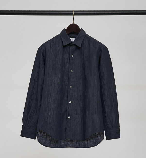 ABAHOUSE「【リネンワッシャー】ストライプ シャツ」|シャツ・ブラウス|ネイビー
