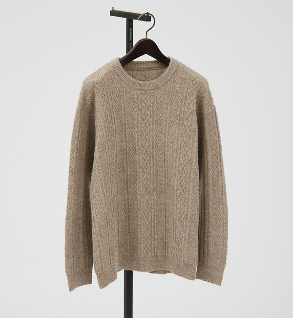 ABAHOUSE「シャギーアラン メランジ ニット / クルーネックプルオーバー」|ニット・セーター|