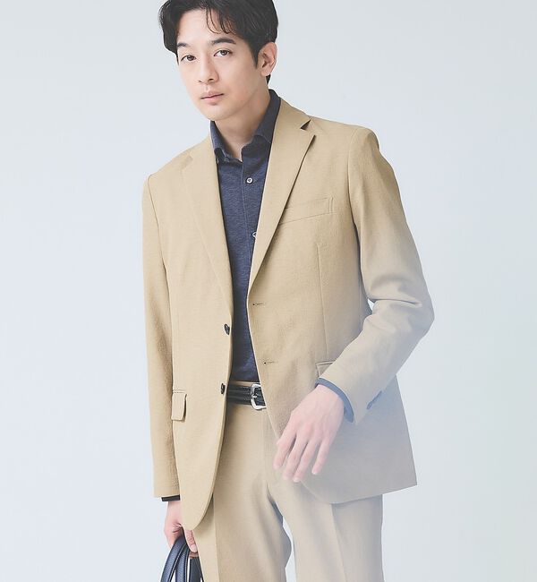 ABAHOUSE「【セットアップ対応】リネンライク ライトジャケット / 軽量 ストレッチ 手洗い」|テーラードジャケット|ベージュ