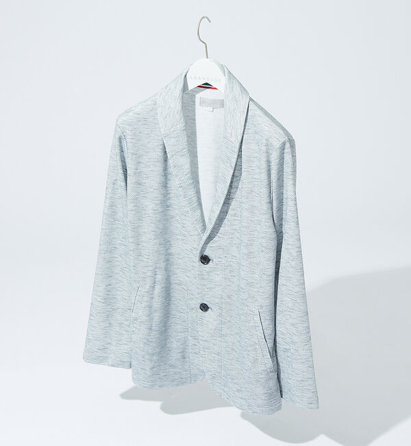 ABAHOUSE「【セットアップ対応】バーズアイ ショールカラー ジャケット」|カーディガン|ライトグレー