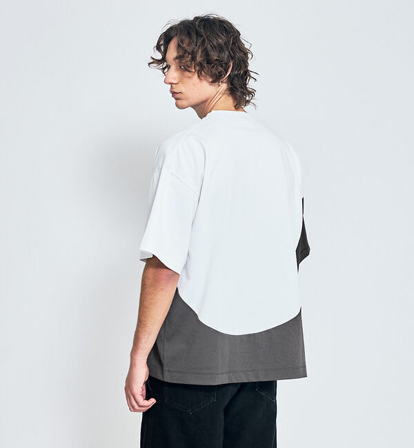 ABAHOUSE「ウズマキ バイカラー 半袖Tシャツ / オーバーサイズ」|Tシャツ・カットソー|