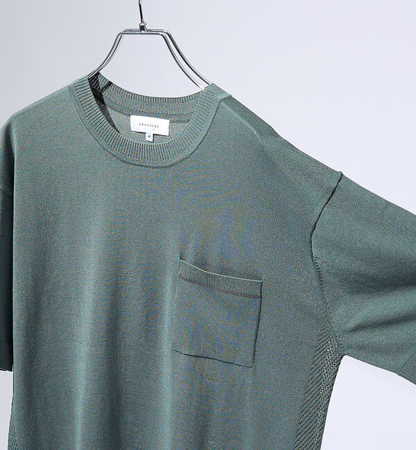 ABAHOUSE「メッシュニット シアーTシャツ/ サマーニット」|Tシャツ・カットソー|グリーン