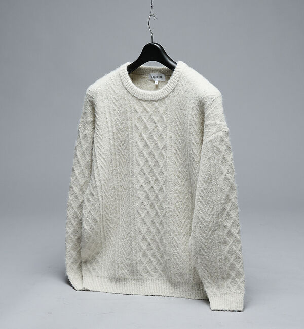 ABAHOUSE「WOOL MIX メランジシャギー アランニット」|ニット・セーター|ホワイト