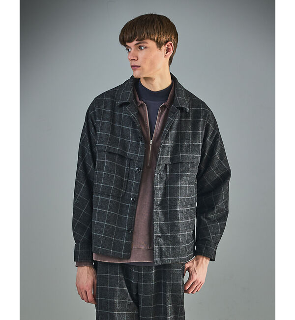 ABAHOUSE「【セットアップ対応】ウールライク チェック CPOシャツブルゾン / ボックスシ」|ブルゾン・スタジャン|