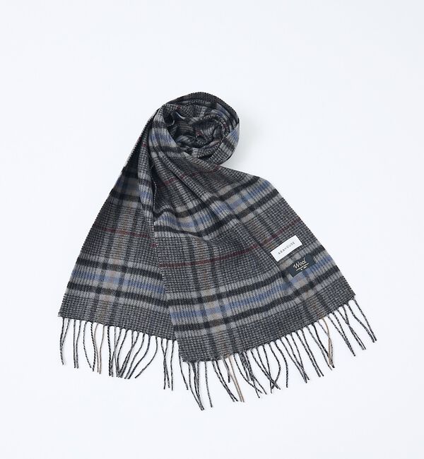 ABAHOUSE「チェック＆ストライプ　ウールマフラー」|マフラー|グレー