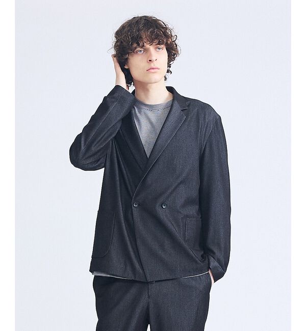 ABAHOUSE「【セットアップ対応】デニムライクツイル ダブルジャケット」|その他|ブラック