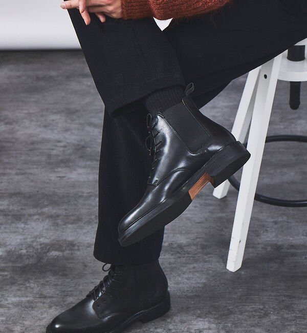 alfredoBANNISTER「グッドイヤー製法 レースアップ サイドゴア 6ホール プレーントゥ ダービー ブ」|ショートブーツ|