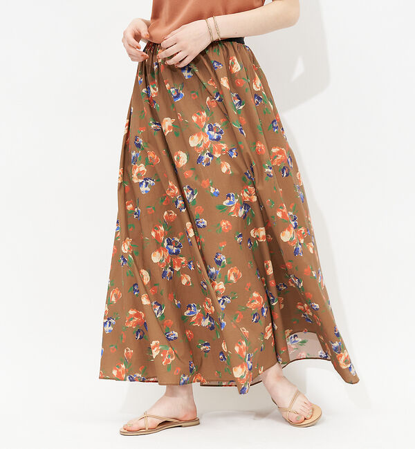 Rouge vif「ドローイングフラワースカート」|スカート|ブラウン