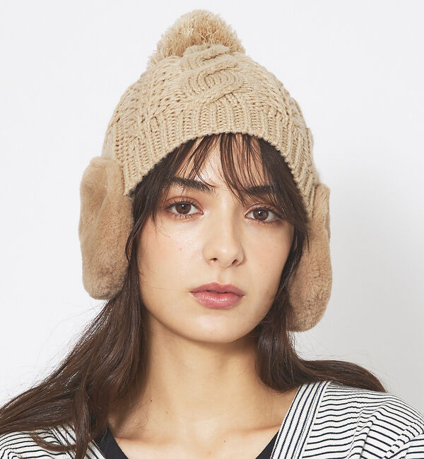 Rouge vif「【RUBEN / ルーベン】イヤーマフ付き裏ボアニットキャップ / RUS-80」|その他|ベージュ