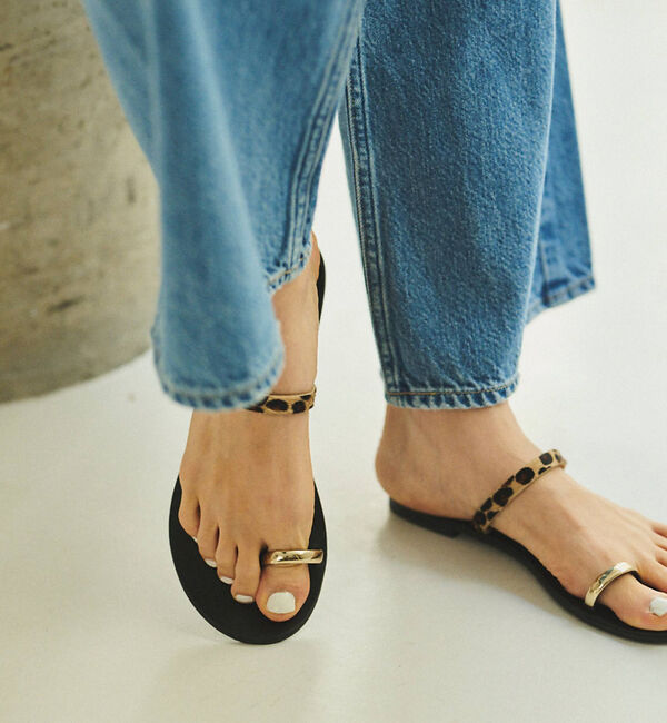 Rouge vif「【NICOLAS LAINAS/ニコラスライナス】レオパードトングサンダル」|サンダル|ブラック