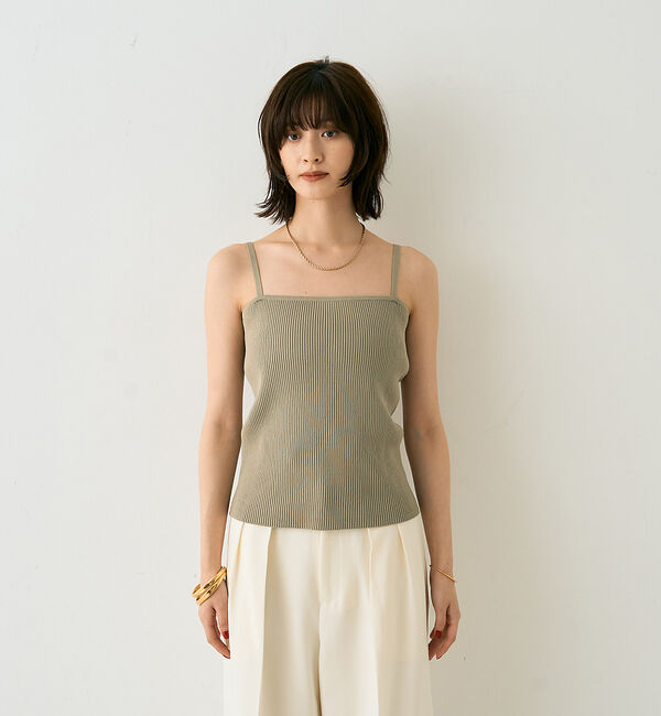 Rouge vif「【2点セット】ファーニットカーデ&times;リブニットキャミ アンサンブル」|カーディガン|