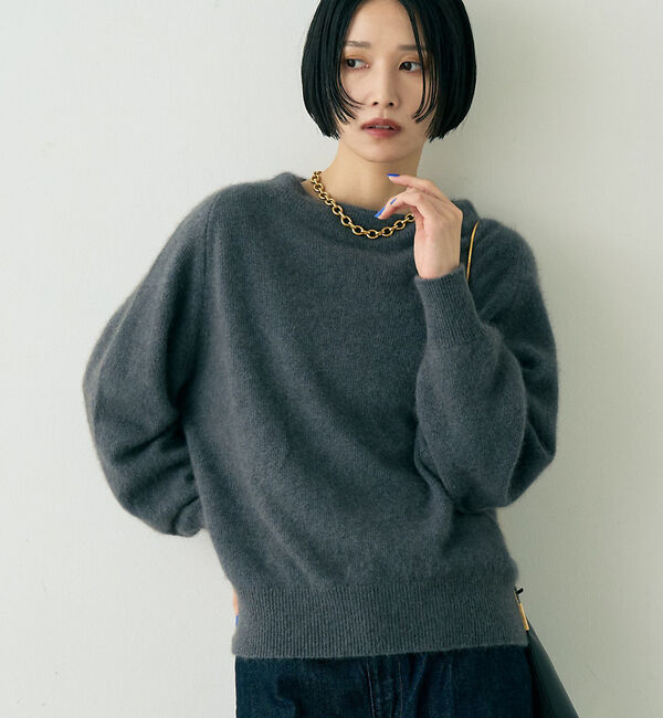 Rouge vif「ラクーン混ボトルネックニットプルオーバー」|ニット・セーター|チャコールグレー