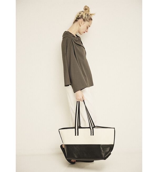 Rouge vif「【CHIMERE/シメール】キャンバス&times;合皮ワイドビックトート」|トートバッグ|