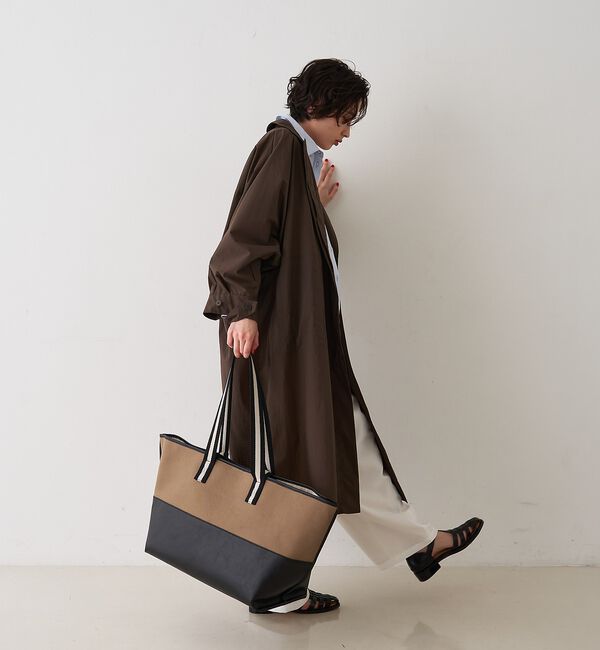 Rouge vif「【CHIMERE/シメール】キャンバス&times;合皮ワイドビックトート」|トートバッグ|