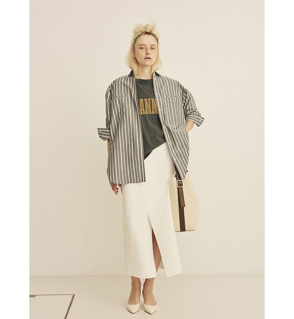 Rouge vif「【セットアップ対応】ミラノリブニットスリットラップスカート」|スカート|