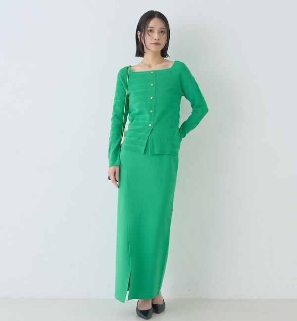 Rouge vif「【セットアップ対応】ミラノリブニットスリットラップスカート」|スカート|