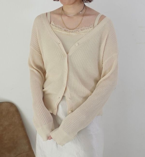 Rouge vif「【一部店舗限定】レースキャミ付きニットアンサンブル/カーディガン/レーストップス」|カーディガン|