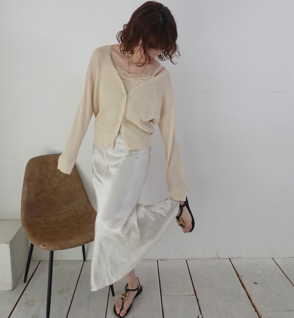 Rouge vif「【一部店舗限定】レースキャミ付きニットアンサンブル/カーディガン/レーストップス」|カーディガン|