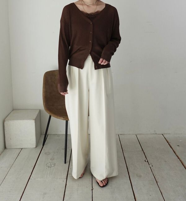 Rouge vif「【一部店舗限定】レースキャミ付きニットアンサンブル/カーディガン/レーストップス」|カーディガン|