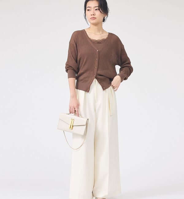 Rouge vif「【一部店舗限定】レースキャミ付きニットアンサンブル/カーディガン/レーストップス」|カーディガン|